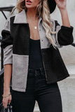 Gray Colorblock Checkered Sherpa Jacket