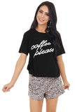 Coffee Please Graphic Crop Top And Shorts Lounge Set