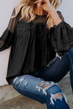Fashion Lantern-Sleeve Lace Patchwork Top