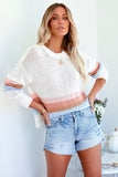 Ribbed Round Neck Striped Sweater