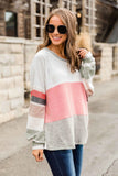 Oversized Colorblock Patchwork Long Sleeve Top