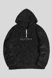 Letter Embroidered Quarter Zip Men's Sherpa Hoodie