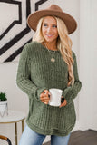 Long Sleeve Round Hem Cable Knit Sweater
