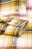 color Plaid Print Pocket Drawstring Hooded Jacket
