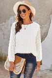 Swiss Dot Long Puff Sleeve Top