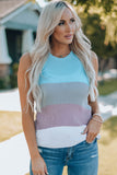 Color Block Striped Knit Tank Top