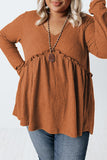 Plus Size Ruffled Waffle Knit Top