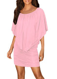 Plus Size Multiple Dressing Layered Dark Blue Mini Poncho Dress