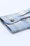 color Plaid Print Pocket Drawstring Hooded Jacket