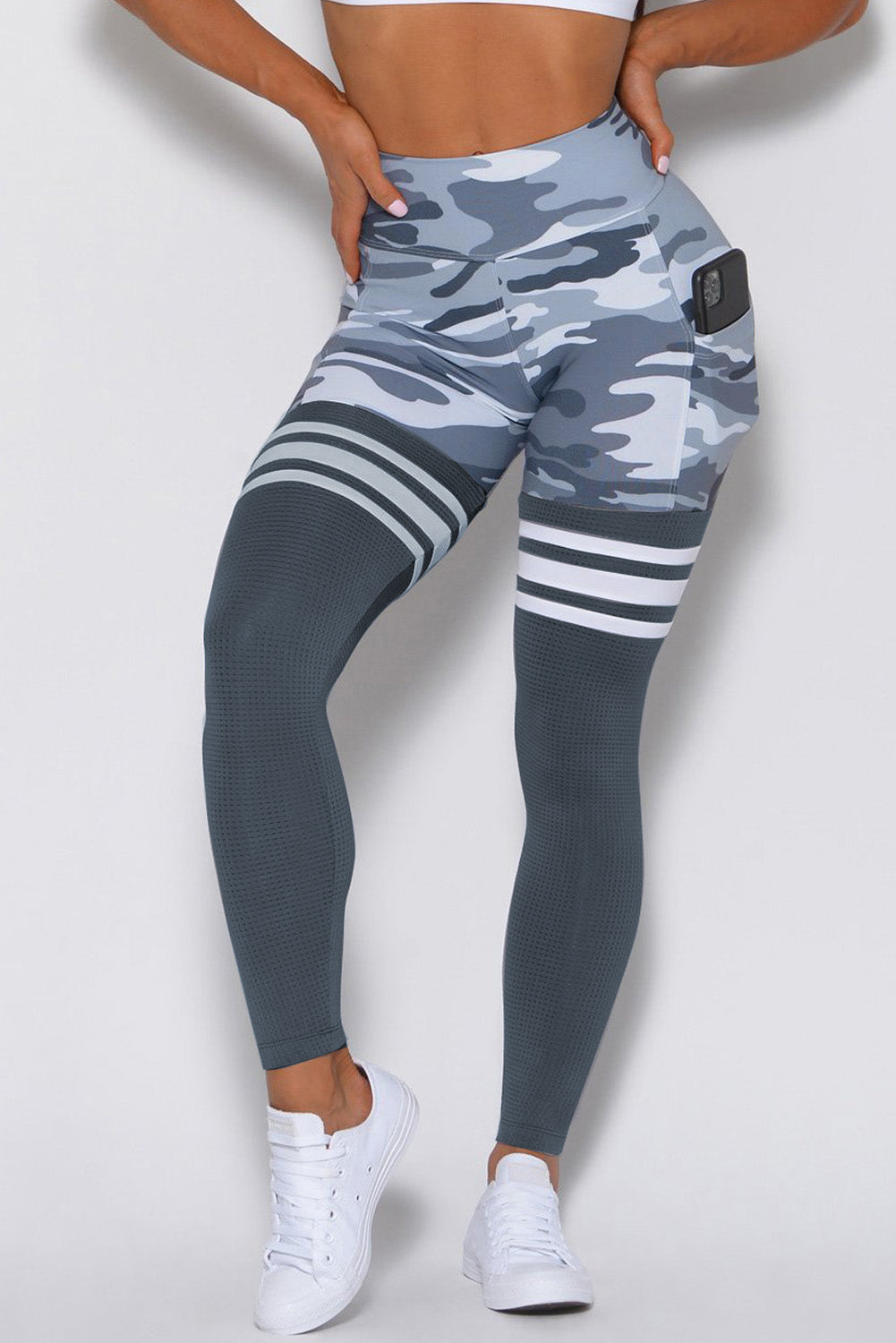 Camo Print Striped Sport Pants