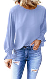 Crew Neck Ruffle Bubble Sleeve Top