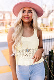 White Crochet Knit Tank with Ruffle