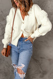 Beige Drop Shoulder Tasseled Sleeves Buttoned Cardigan
