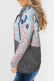 Boho Print Color Block Patchwork Zip Collar Sweatshirt