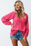 Rose Eyelet Insert Textured Babydoll Top