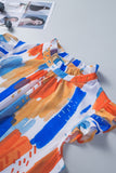Multicolor Printed Ruffle Flutter Sleeve Tank Top