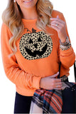 Halloween Leopard Pumpkin Face Sweatshirt