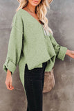 Buttoned Drop Shoulder Knitted Sweater
