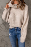 Apricot Ribbed Detail Turtleneck Sweater
