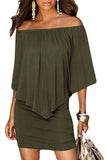Plus Size Multiple Dressing Layered Dark Blue Mini Poncho Dress