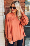 Frill Trim Creasy Puff Sleeve Shirt