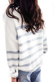 Striped Print Buttoned Sweater Cardigan