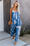 Spaghetti Strap Tie Dye Baggy Long Pants Romper