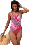 Striped Spliced V Neck Maillot