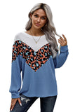 Colorblock Leopard Patchwork Knit Top