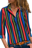 Navy Striped Modern Women Shirt