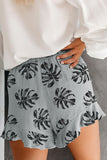 Palm Tree Leaves Print Elastic Waist Shorts with Pocket