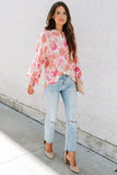 Floral Balloon Sleeves Blouse