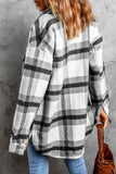 Black Plaid Print Pocket Women Shacket