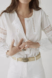 Lace Crochet Button-up Long Sleeve Shirt