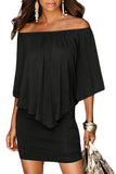 Plus Size Multiple Dressing Layered Dark Blue Mini Poncho Dress