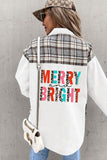 MERRY and BRIGHT Plaid Splicing Denim Jacket