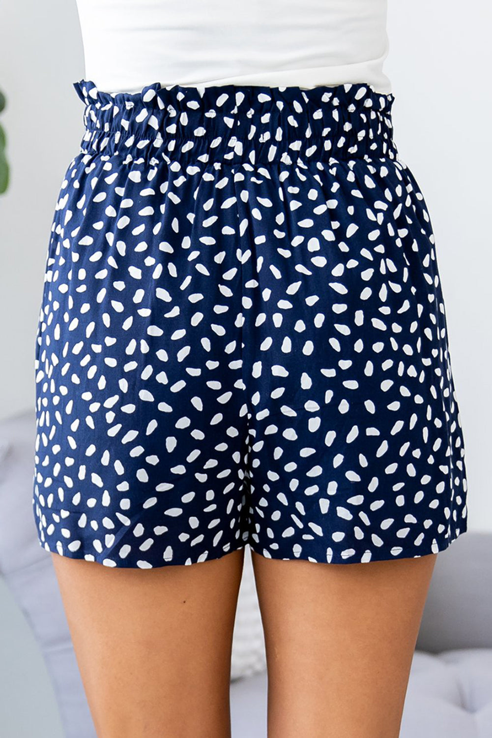 Spotted Print Loose Casual High Waist Shorts