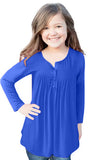 Long Sleeve Button Detail Pleated Little Girls Top