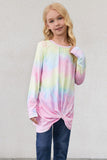 Tie Dyed Twist Knot Girl's Long Sleeve Top