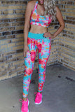 Rose Turquoise Tie Dye Yoga Tank Jogging Set