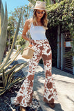 Cow Print High Waisted Flared Pants