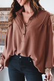 Buttoned Drop Shoulder Bishop Sleeve Shirt