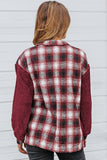 Plaid Patchwork Buttoned Pocket Sherpa Jacket