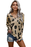 Long Sleeves Leopard Print Blouse
