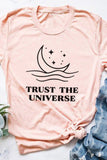 Trust The Universe Moon Boat Star Print T Shirt