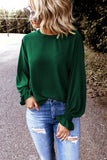 Crew Neck Ruffle Bubble Sleeve Top