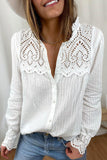 Buttoned Hollow-out Patch Long Sleeve Shirt