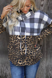 Plaid Patchwork Cowl Neck Sweatshirt