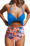 Floral Print Halter One-piece Swimsuit