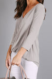 Light Gray Wrap Hi-lo Hem Blouse